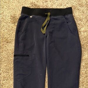 Figs Blue and Black Cargo Pants with Elastic Waistband